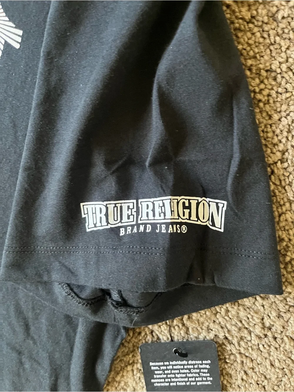 True Religion Fast Buddha SS Tee XL Jet Black Gold Rhinestone Graphic NWT
